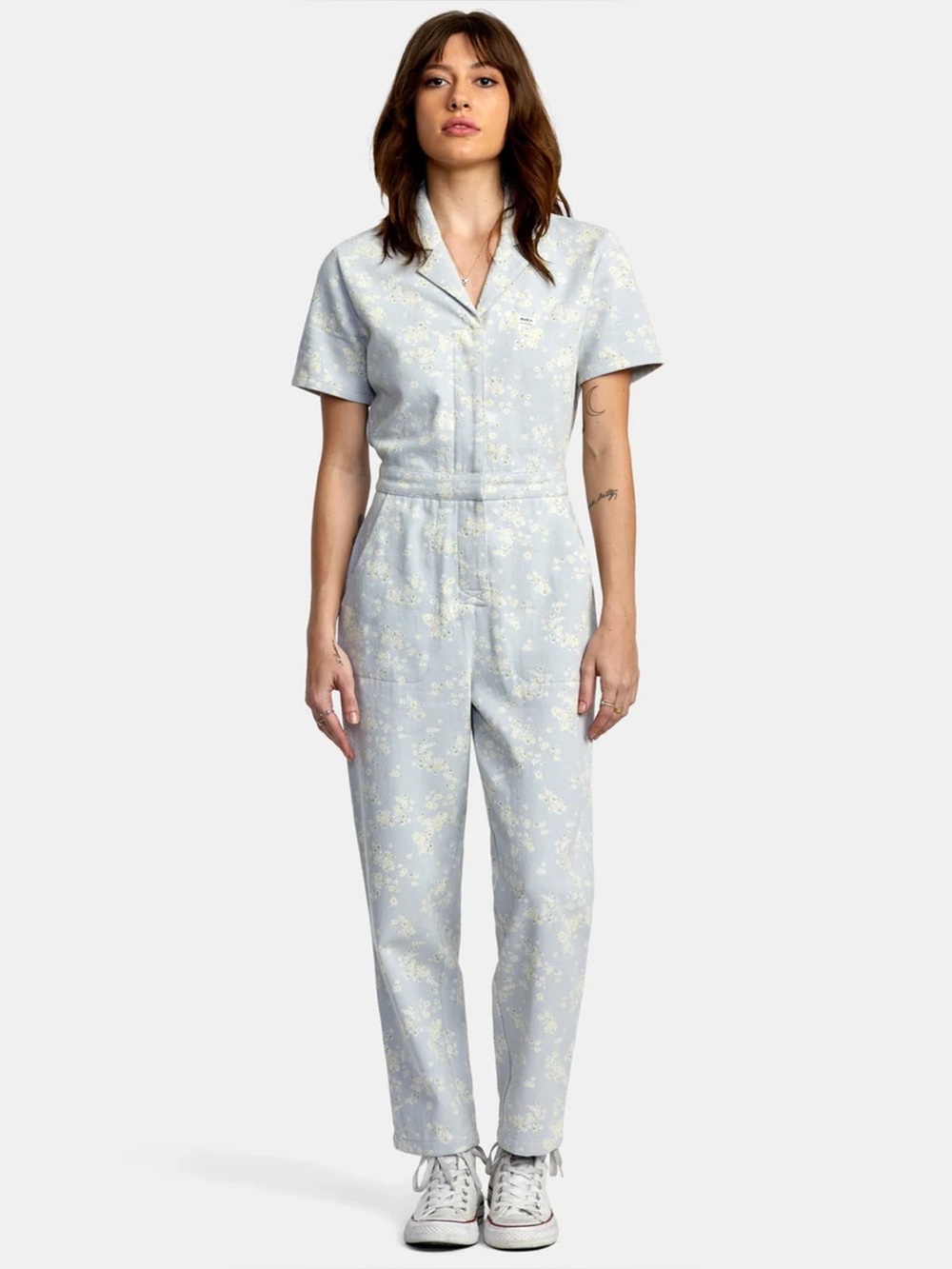 RVCA Women's Nightshift Floral Blue Jumpsuit - M